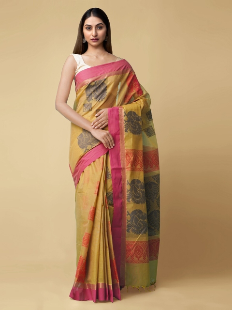 

Unnati Silks Brown Pure Cotton Woven Design Handloom Uppada Saree