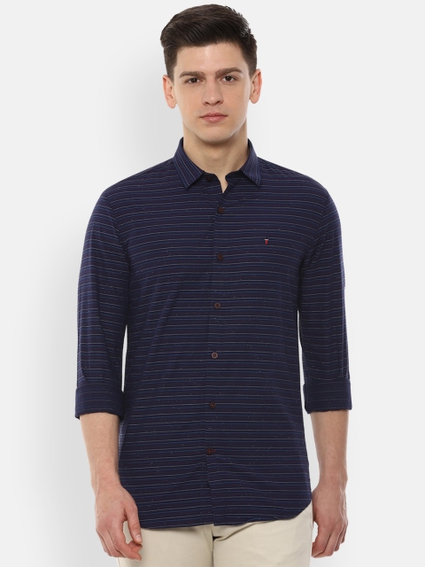 

Louis Philippe Sport Men Navy Blue Striped Casual Shirt