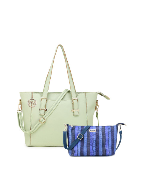 

WOMEN MARKS Green Solid Handheld Bag with Sling Bag