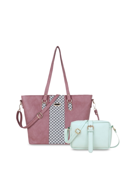 

WOMEN MARKS Pink & Grey Printed Handheld Bag