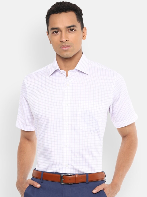 

Van Heusen Men White & Blue Regular Fit Checked Formal Shirt