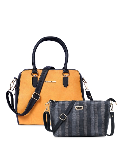 

WOMEN MARKS Yellow Solid Handheld Bag Combo