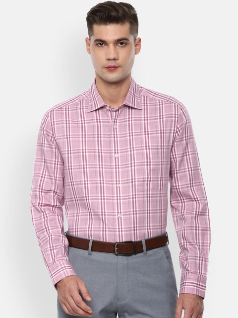 

Louis Philippe Men Pink & White Regular Fit Checked Formal Shirt