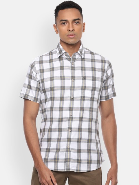 

Van Heusen Sport Men White & Grey Regular Fit Checked Pure Cotton Casual Shirt