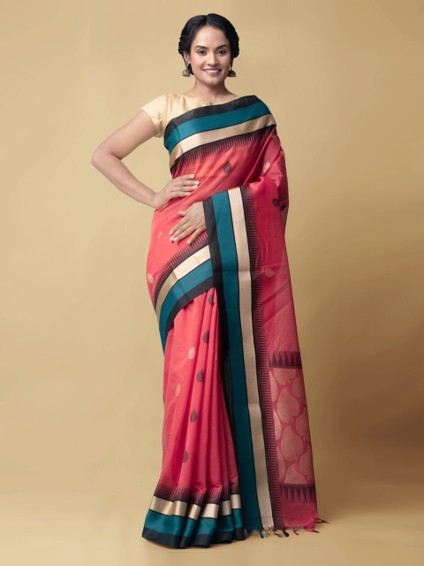 

Unnati Silks Red Silk Cotton Woven Design Kanjeevaram Saree