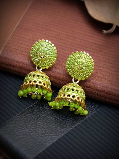 

Crunchy Fashion Green Contemporary Jhumkas