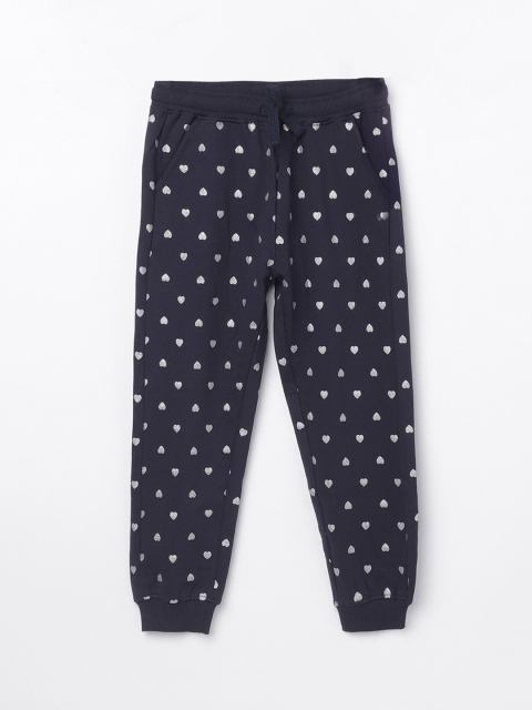 

Fame Forever by Lifestyle Girls Navy Blue & Silver-Coloured Printed Joggers