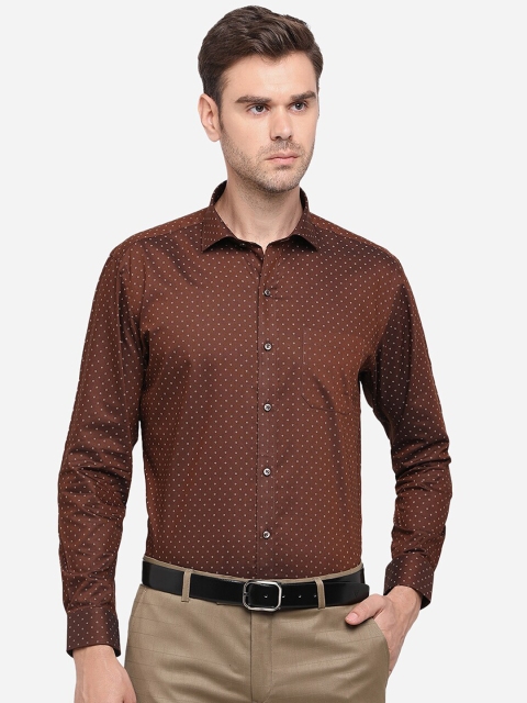 

Greenfibre Men Brown & White Slim Fit Floral Printed Cotton Formal Shirt