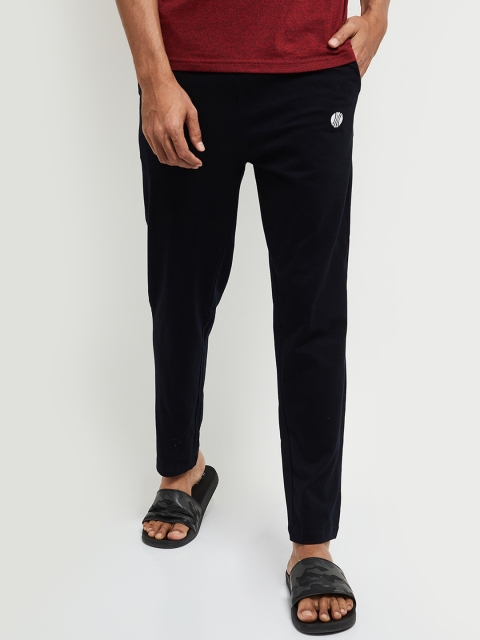 

max Men Navy Blue Solid Lounge Pants