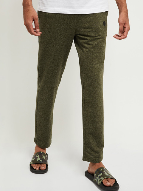 

max Men Olive Green Solid Lounge Pants