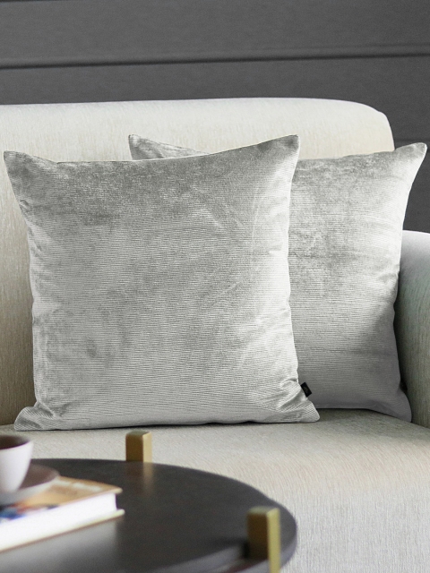 

GMF Grey Set of 2 Striped Square Velvet Cushion Covers