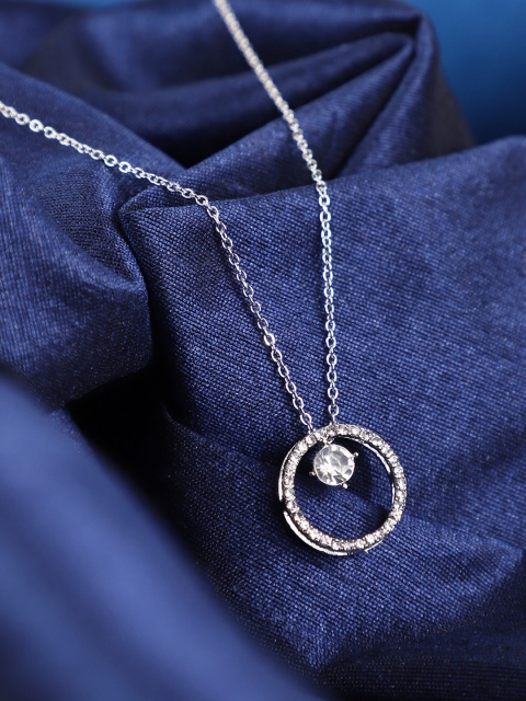 

Anikas Creation Designer Silver Plated Light Weight Small Round Pendant Alloy Chain