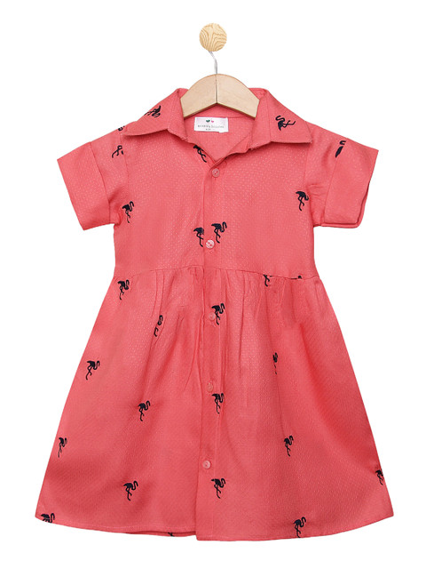 

Knitting Doodles Girls Pink Printed Shirt Dress