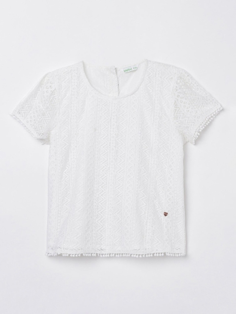 

Bossini Cream-Coloured Pure Cotton Regular Top