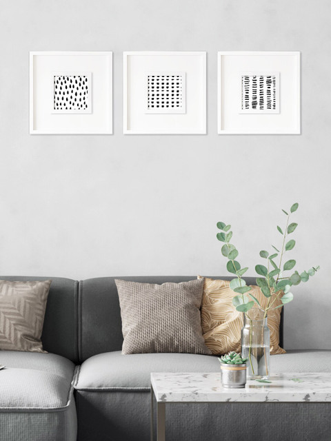 

RANDOM White & Black Set of 3 Dotted Wall Art Painting