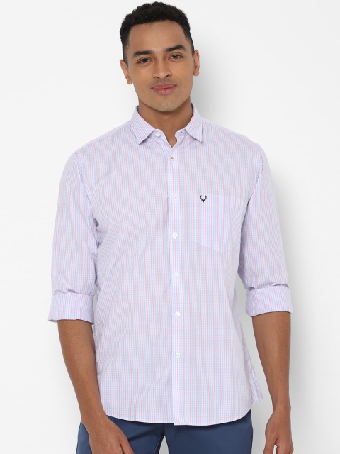 

Allen Solly Men White & Peach-Coloured Slim Fit Checked Casual Shirt