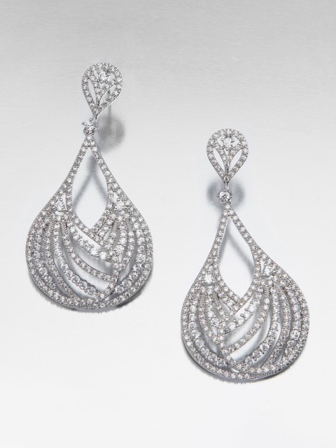 shaze Silver-Plated Contemporary Drop Earrings