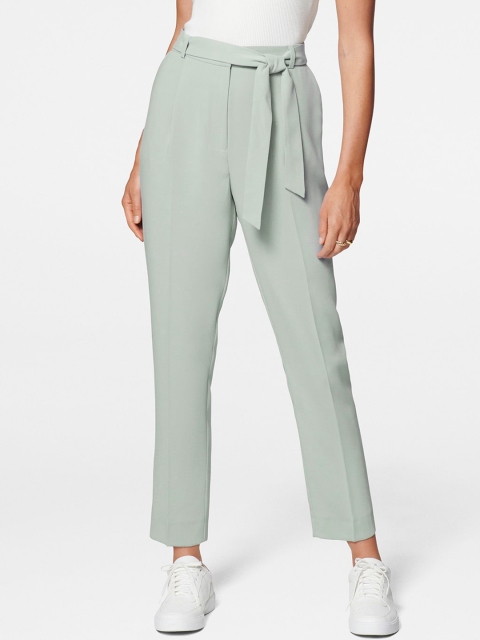 

Forever New Women Mint Green Tapered Fit Solid Regular Trousers