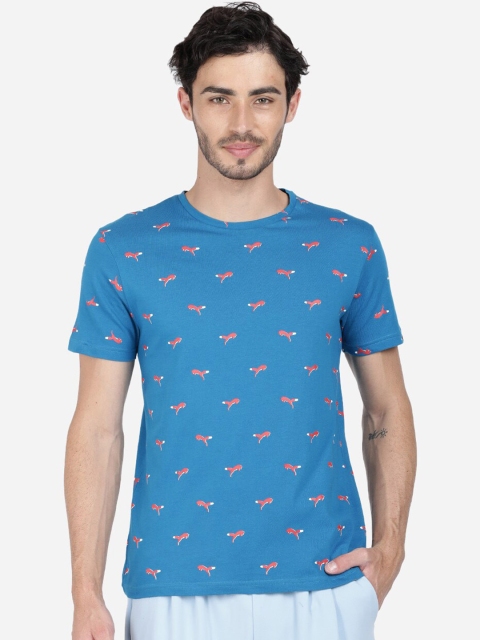 

Breakbounce Men Blue & Red Printed Round Neck T-shirt