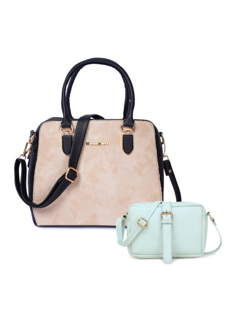 

WOMEN MARKS Cream-Coloured Colourblocked Handheld Bag Combo