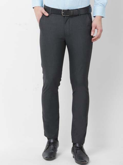 

Solemio Men Grey Slim Fit Solid Formal Trousers