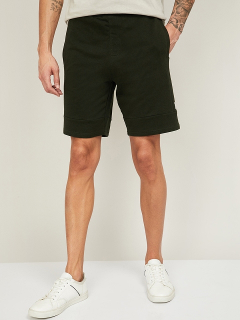 

UCLA Men Olive Green Solid Regular Fit Cotton Regular Shorts