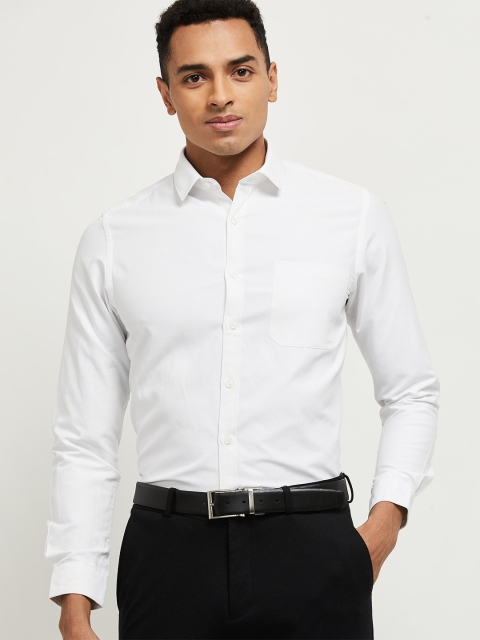 max Men White Slim Fit Solid Casual Shirt