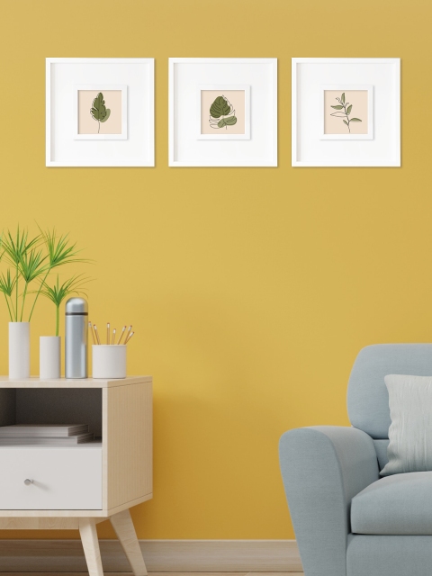 

RANDOM Green & Beige Set of 3 Various Leaf Art