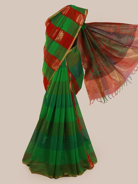 

Pothys Red & Green Silk Cotton Checked Saree