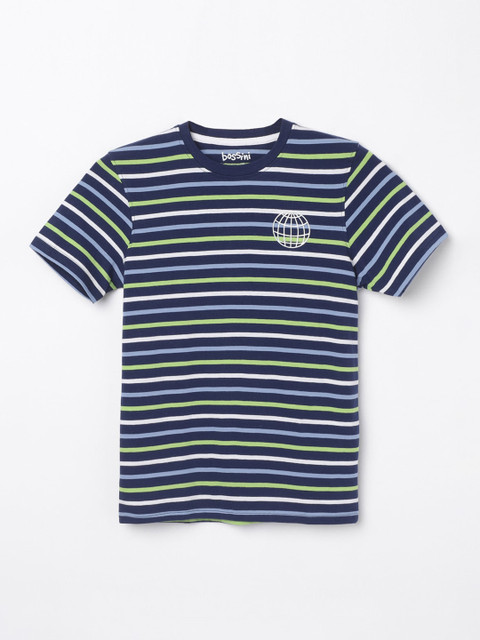 

Bossini Boys Navy Blue Striped Round Neck T-shirt