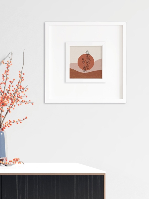 

RANDOM White & Brown Small Plant In Sand Wall Art Painting