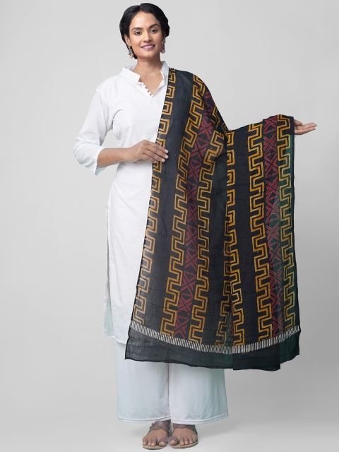 

Unnati Silks Black & Maroon Printed Dupatta