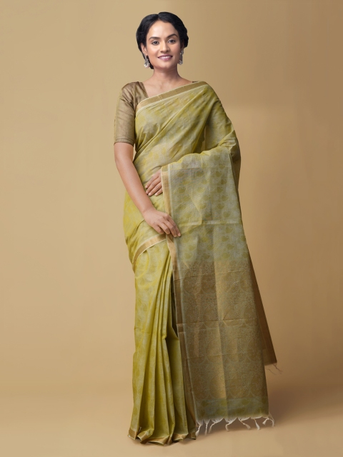 

Unnati Silks Green Pure Cotton Woven Design Mysore Silk Saree