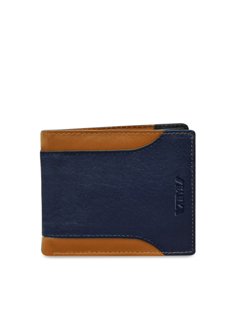 

ABYS Men Blue & Brown Colourblocked Two Fold Wallet