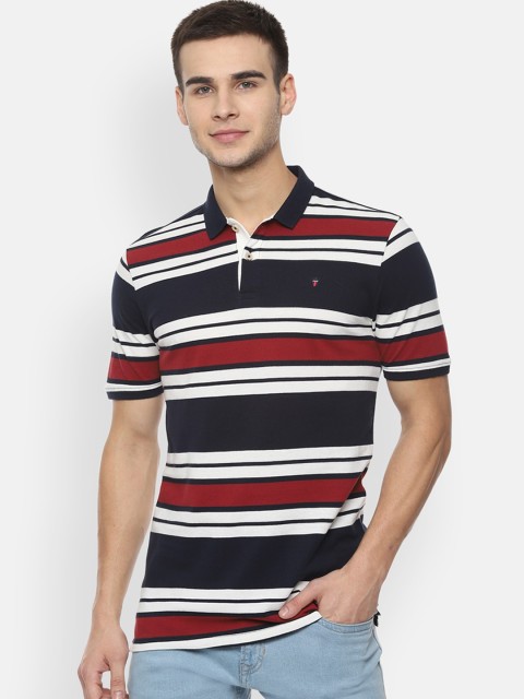 

Louis Philippe Jeans Men Multicoloured Striped Polo Collar T-shirt, Multi