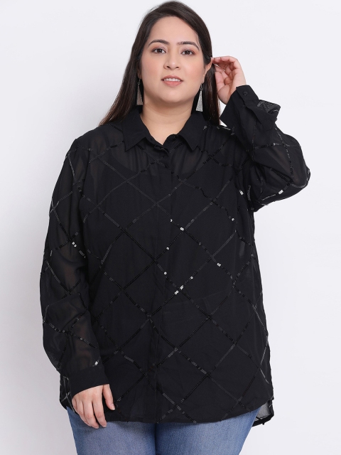 

Oxolloxo Women Black Regular Fit Printed Casual Shirt
