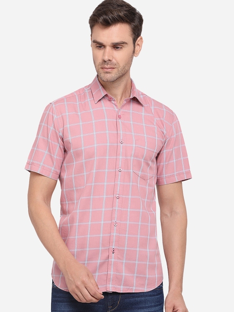 

Greenfibre Men Pink Slim Fit Checked Casual Shirt
