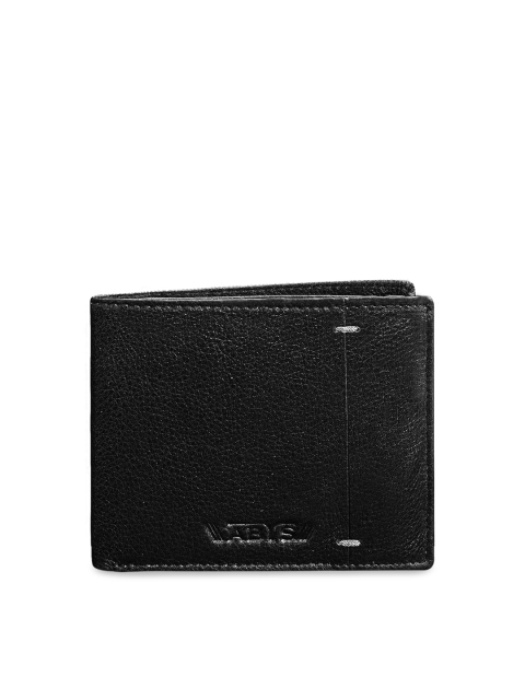 

ABYS Men Black Textured Genuine Leather Three Fold Wallet