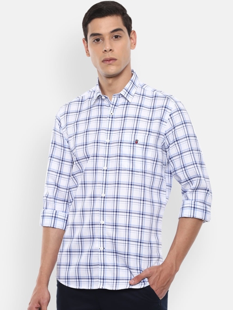 Louis Philippe Sport Men White Checked Casual Shirt