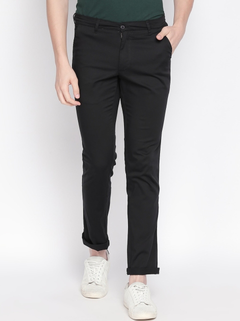 

Solemio Men Black Slim Fit Solid Regular Trousers