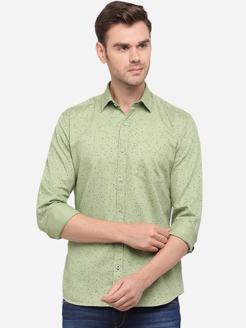 

Greenfibre Men Green Slim Fit Printed Cotton Casual Shirt