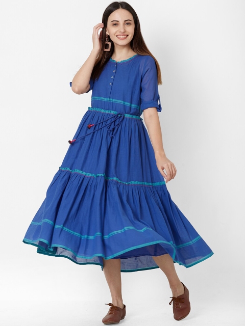 

ZOLA Women Blue Solid Fit and Flare Dress