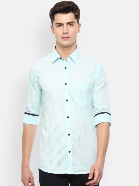 Van Heusen Sport Men Blue Regular Fit Printed Cotton Casual Shirt