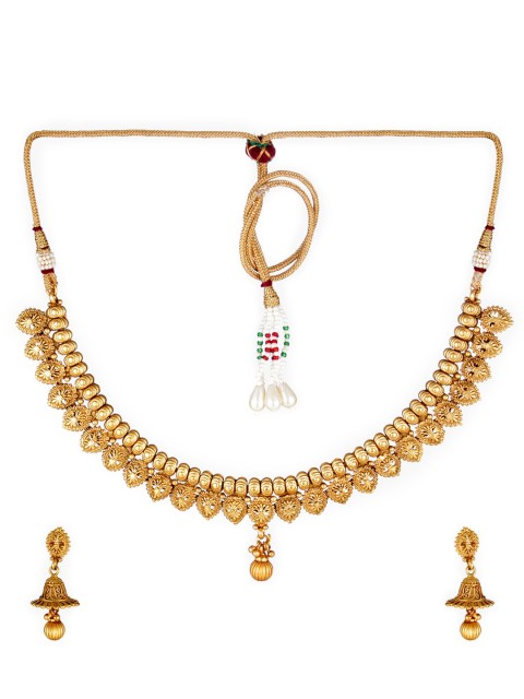 

Adwitiya Collection Gold-Toned Copper Gold-Plated Handcrafted Necklace