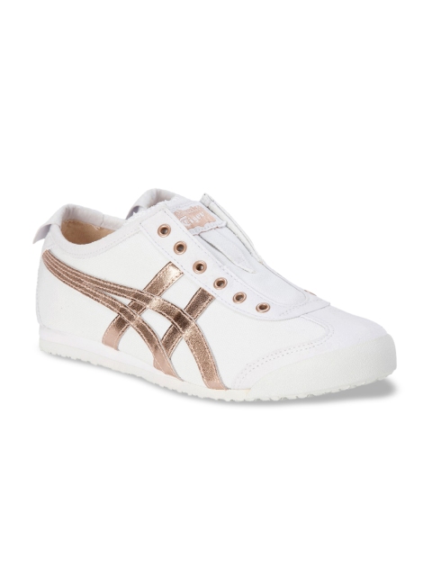 

Onitsuka Tiger Unisex White Rose Gold Colourblocked Sneakers Mexico 66
