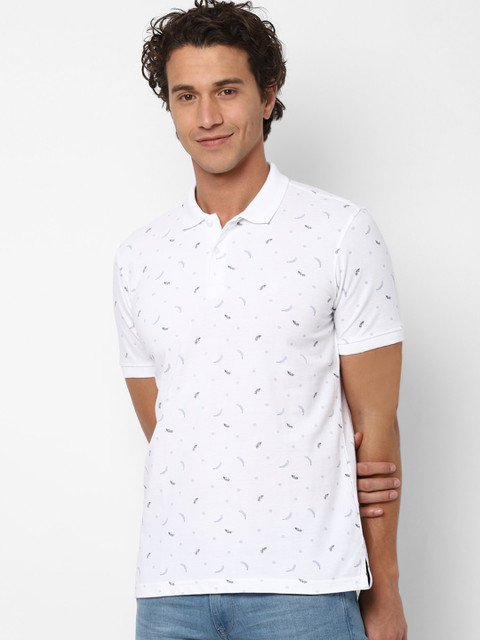 

Allen Solly Men White Printed Polo Collar Cotton T-shirt