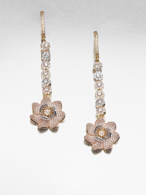 

shaze Gold-Toned & White Contemporary Drop Earrings
