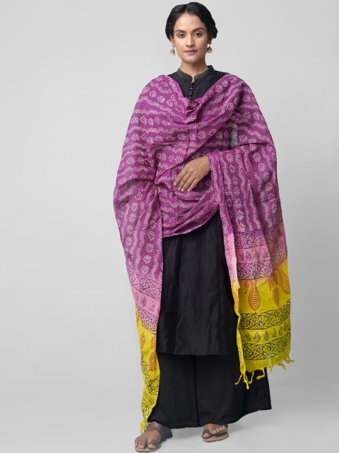 

Unnati Silks Purple & Yellow Printed Dupatta
