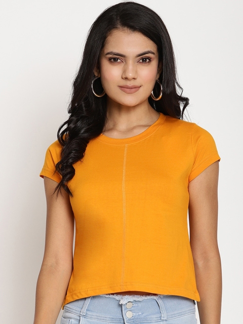 

The Vanca Women Mustard Solid Round Neck T-shirt