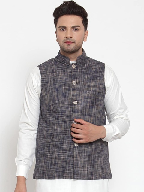 

Jompers Mens Blue Woven Design Waistcoat